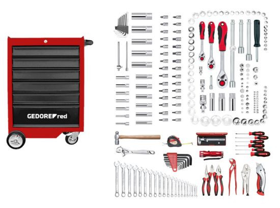 Gedore Red Tool Trolley 6 Drawer 218 pce