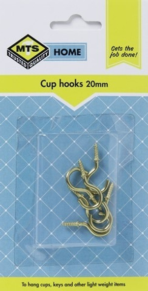 MTS HOME  CUP HOOKS 20MM BRASS 6PC 5.53