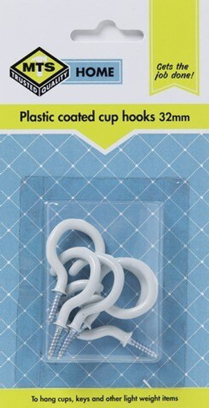 MTS HOME  CUP HOOKS 32MM P/COATED 6PC 12.55