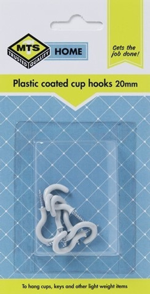 MTS HOME  CUP HOOKS 20MM P/COATED 6PC 10.24