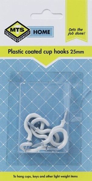 MTS HOME  CUP HOOKS 25MM P/COATED 6PC 11.27