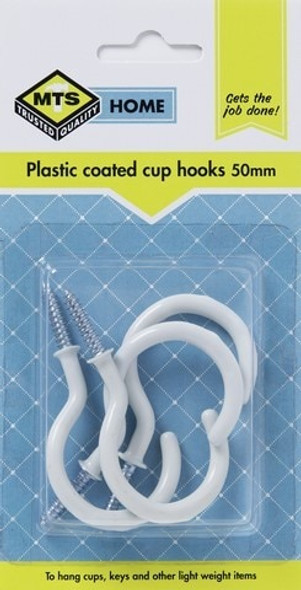 MTS HOME  CUP HOOKS 50MM P/COATED 4PC 14.46