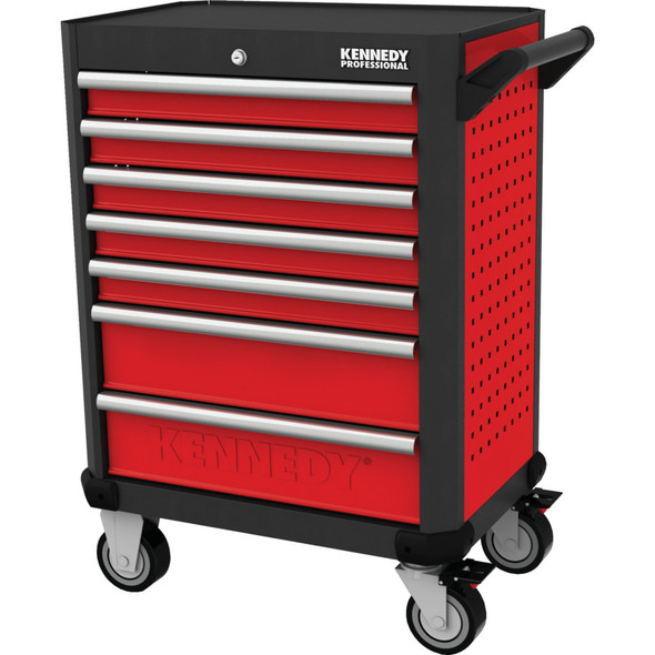 Kennedy Red-28" 7 Drawer Professional Roller Cabinet