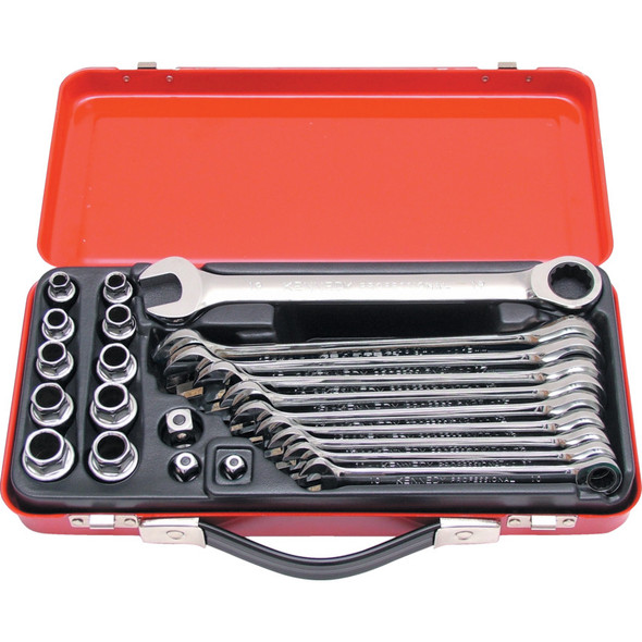 Kennedy 10-19mm Ratchet Spanner &Socket Set 23Pc