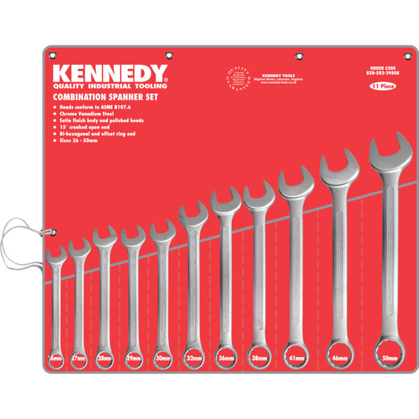 Kennedy 26-50mm Cv Combination Spanner Set 11Pc