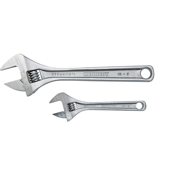 Kennedy 10" / 6" Chromed Finish Adjustable Wrench Set