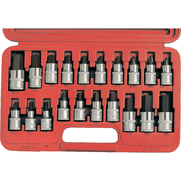 Kennedy Eng Hex & S/Driver Bit Set 1/2" Sq Dr 20 Pc