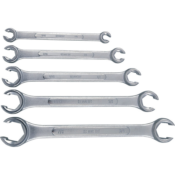 Kennedy 1/4"-7/8"A/F Flare Nut Ring Spanner Set 5Pc