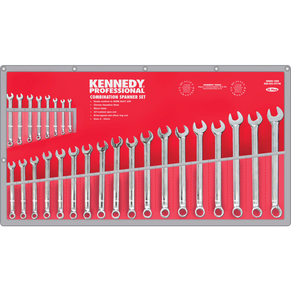Kennedy 6-32mm Professional Combination Spanner Set 26Pc Kennedy 6-32mm Professional Combination Spanner Set 26Pc