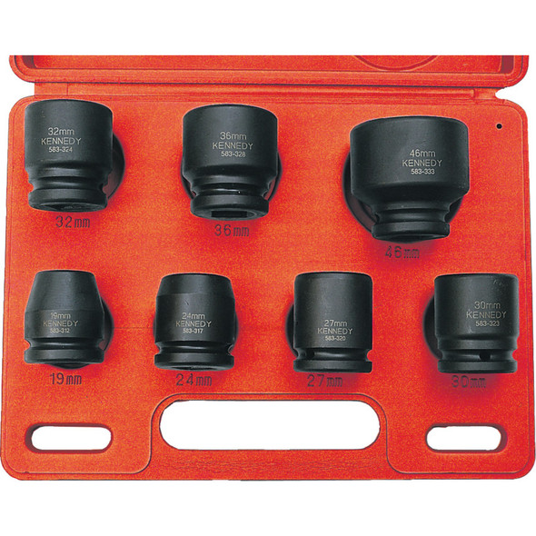 KENNEDY  Pl7M 3/4" Square Drive Impactsocket Set 7Pc