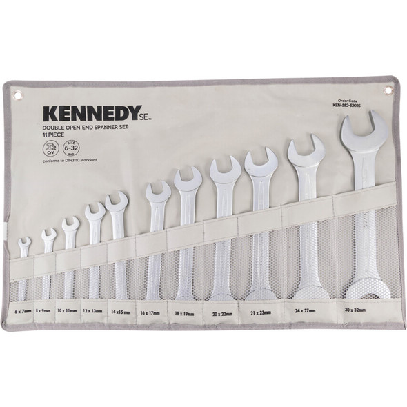 KENNEDY SE 6-32MM CH/VANADIUM O/END SPANNER SET 11PC