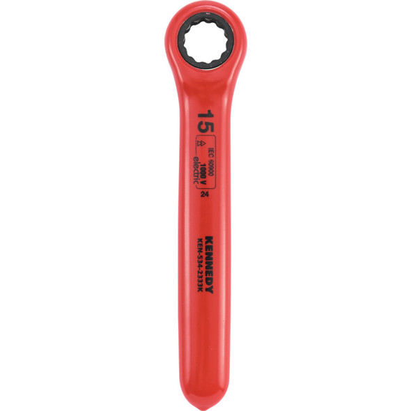 KENNEDY 15mm INSULATED RATCHET RING SPANNER DOUBLE TRIANGLE 1000 V