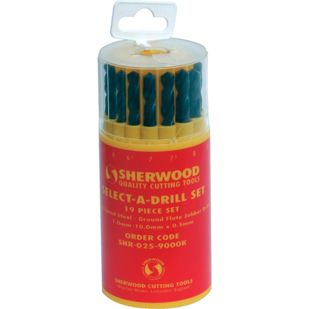 Sherwood 19-pce Select-A-Drill Set 1.0-10.0X0.5mm