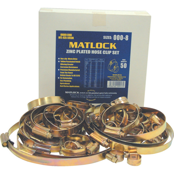 Matlock Assorted Zinc Plated Hose Clips(Pk-100) Matlock Assorted Zinc Plated Hose Clips(Pk-100)
