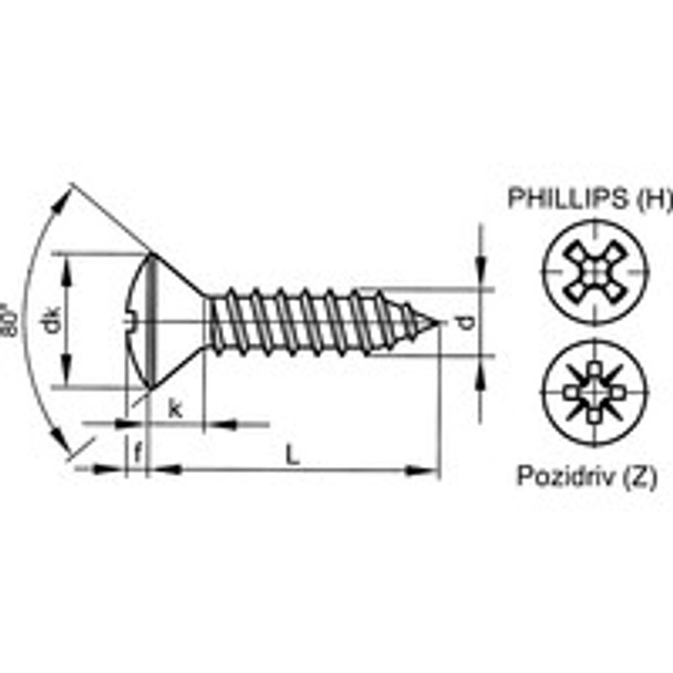 ST4.2x38mm POZI RSD CSK TAPSCREW BZP 0.33