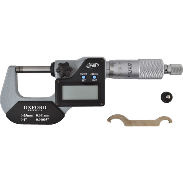 Oxford 0-25mm/0-1" Ip65 Digital External Micrometer
