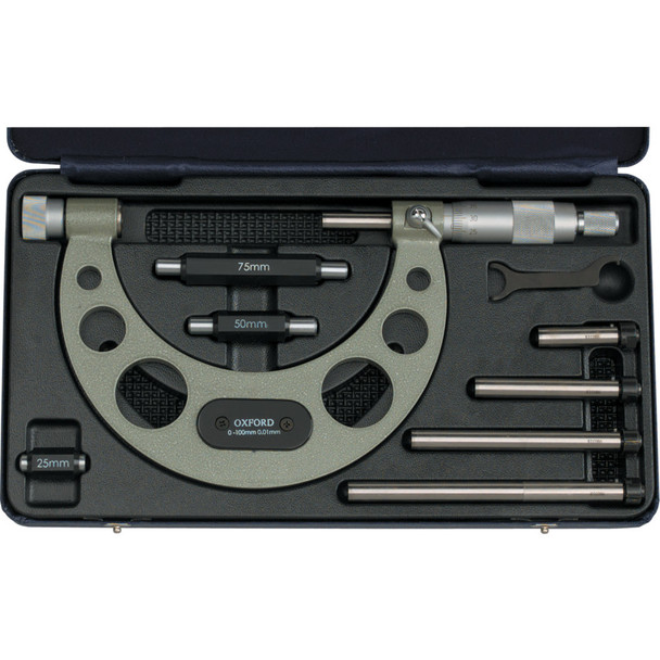 Oxford 0-100mm Interchangeable Anvil Micrometer