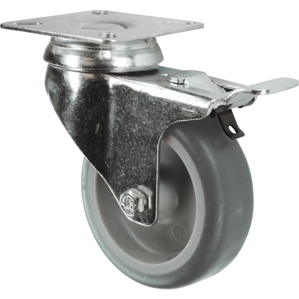 Atlas Braked Swivel Plate 75mm Rubber Tyre