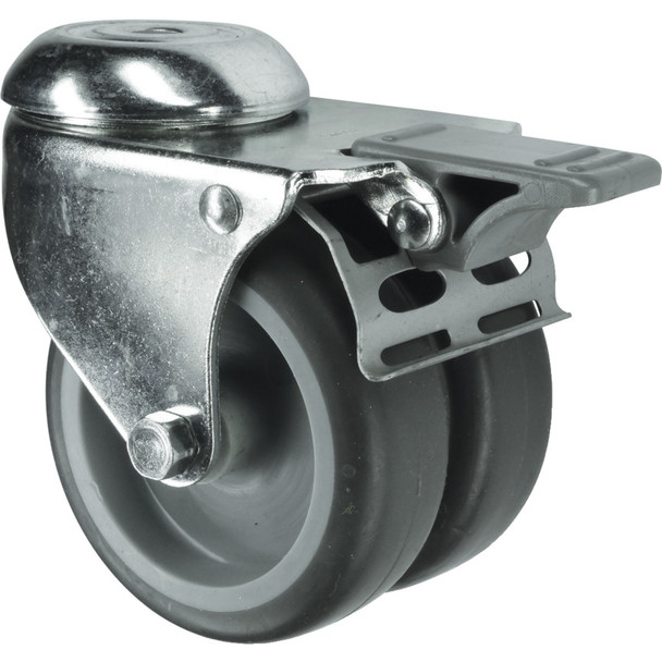 Atlas Braked Swivel Bolt Hole 50mm Twin Rubber
