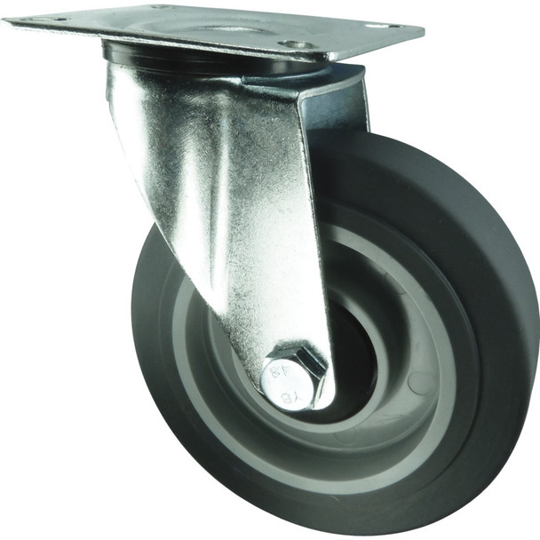 Atlas Swivel Plate 160mm Grey Rubber Tyre