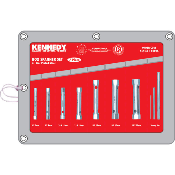 Kennedy 6-pce Box Spanner Set 1/4-3/4 A/F C/W Tommy Bars