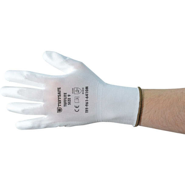 Tuffsafe Tufflite Nylon Lined Pu Coated Gloves White Sz-6