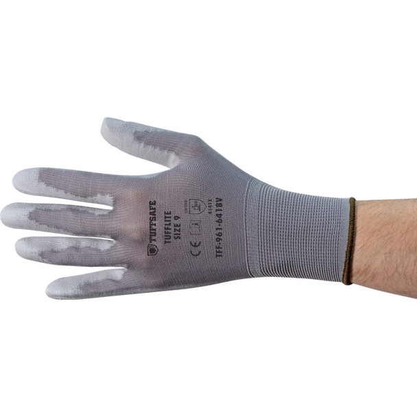 TUFFLITE NYLON LINED PU COATED GLOVES GREY SZ-10 14.24