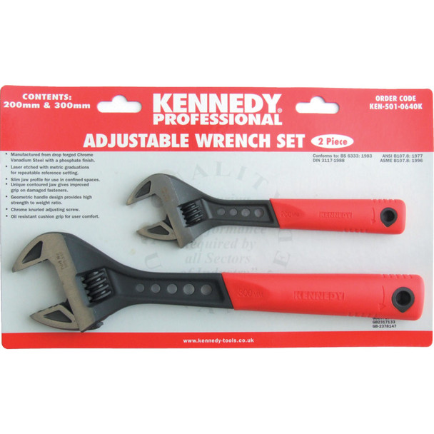 8"/12" SOFT GRIP PHOSPHATE FINISH ADJ. WRENCH SET 795.44