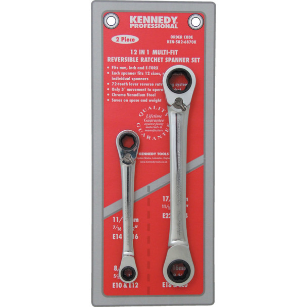 MULTIFIT RATCHET RING REVERSIBLE SPANNER SET 2PC 780.46