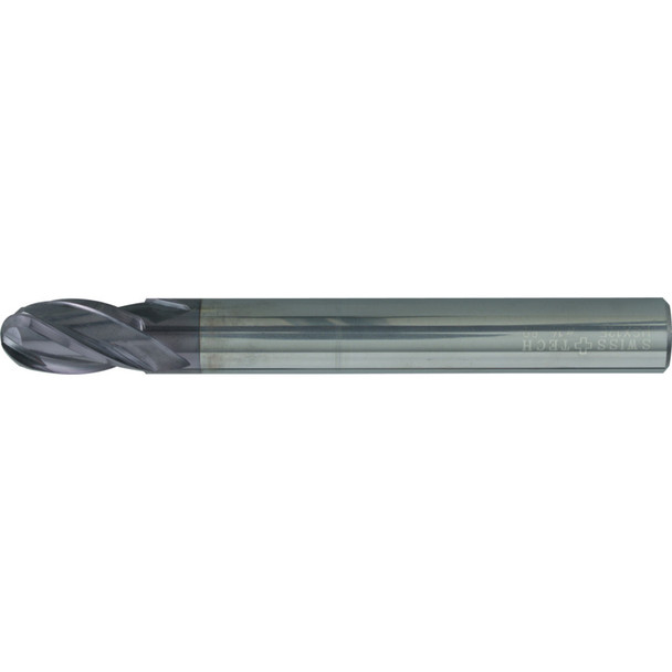 Swisstech 5.0mm St/Sh 4Fl Ball Nose End Mill Q-Coat