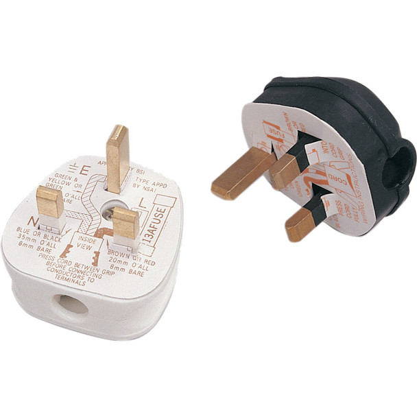 13A 3-Pin Black Rubber Plug