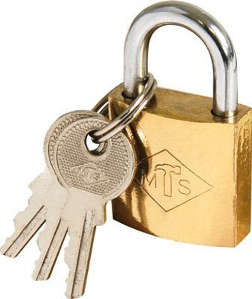 PADLOCK MTS BRASS/PL 25MM D/BLIST WZ359 40.66