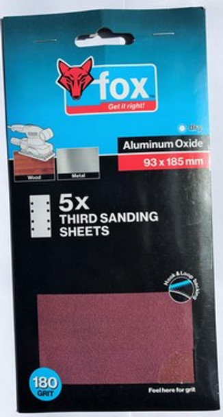 ABR FOX SANDING 93X185MM 60G VELCRO 5PC 17.4