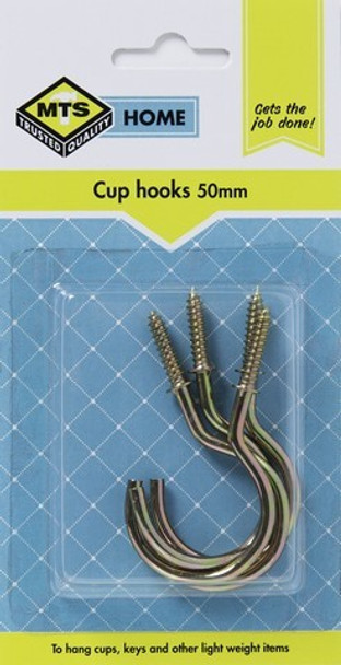MTS HOME  CUP HOOKS 50MM BRASS 4PC 11.4
