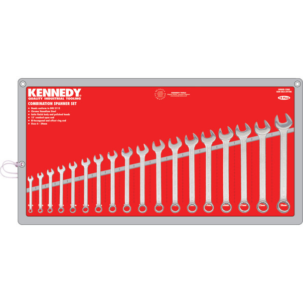 Kennedy 6-24mm Cv Combination Spanner Set 18Pc Kennedy 6-24mm Cv Combination Spanner Set 18Pc