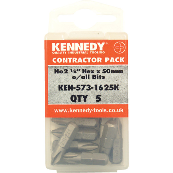 Kennedy No.2 C/Pt S/Dvr Bit 1/4"Hex L/S (Pk 5)