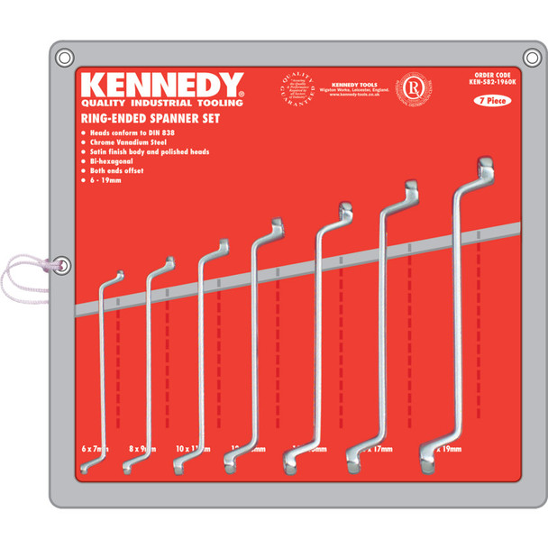 Kennedy 6-19mm Cv Ring Spanner Set 7Pc