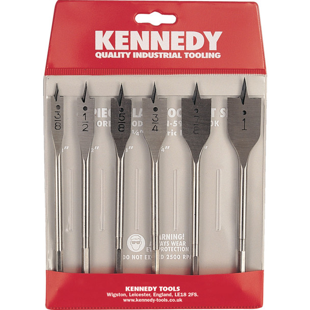 Kennedy 3/8"-1" Flat Wood Bits (Set-6)