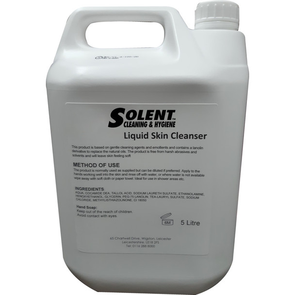 Solent GENTLE LIQUID SKIN CLEANSER WITHBIOCIDES 5 LITRES