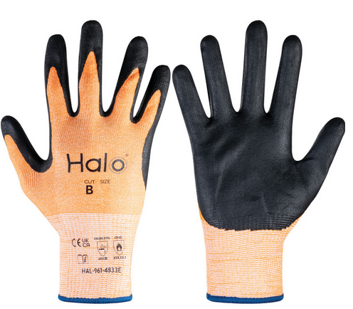 Halo Foam Nitrile Cut B Glove Amber Size-11