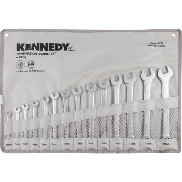 KENNEDY SE 6-19MM CV COMBINATION SPANNER SET 14PC