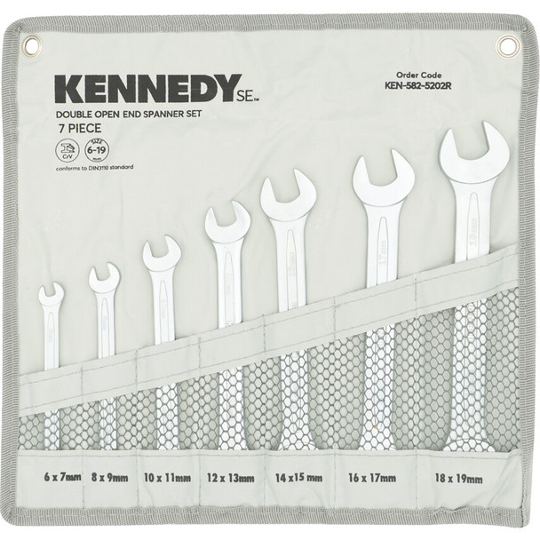 KENNEDY SE 6-19MM CH/VANADIUM O/END SPANNER SET 7PC - KEN5825202R