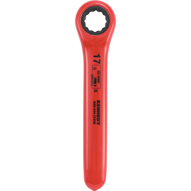 KENNEDY 17mm INSULATED RATCHET RING SPANNER DOUBLE TRIANGLE 1000 V