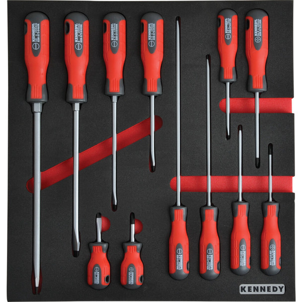 KENNEDYPRO 12-PCE PRO-TORQ SCREWDRIVER SET WITH  FOAM M1832