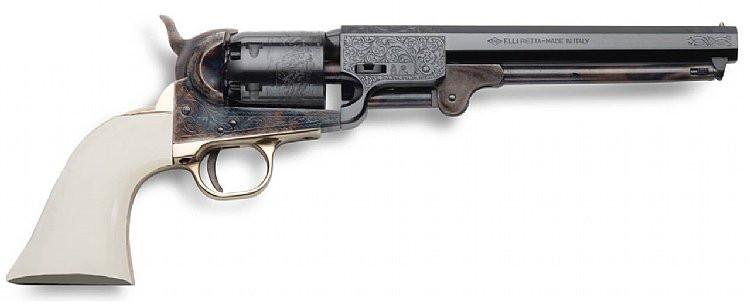 1851 Navy Dlx Engraved .36 7 1/2 (White Grip)