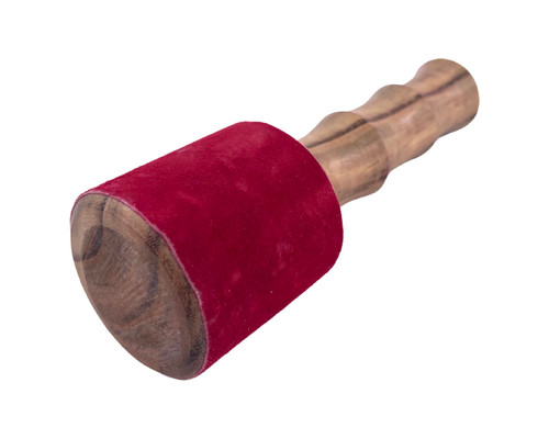 Medium Wood Maroon Suede Singing Bowl Striker #WS2M