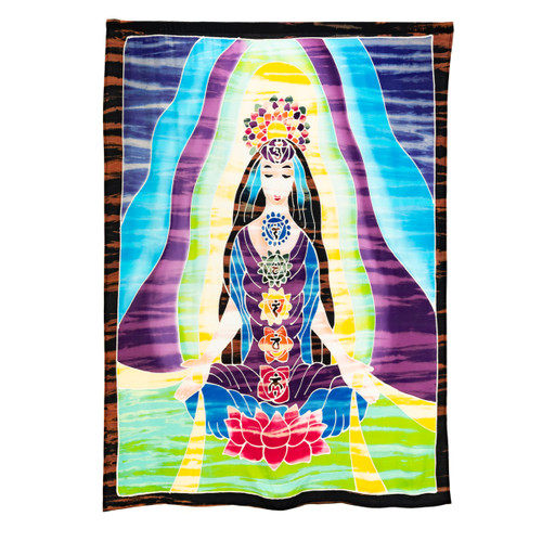 Hand Made 7 Chakra Bali Rayon Batik Woman Goddess Wall Hanging #pfbali6B