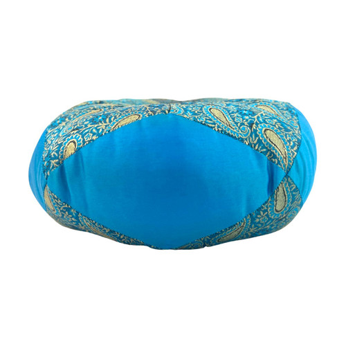 Medium Blue/Gold Silk Brocade Tibetan Singing Bowl Pillow