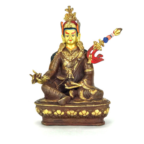 Gilded Gold/Bronze 9” Guru Rinpoche Nepalese Buddha Statue #st231