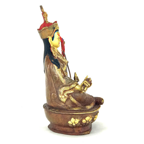 Gilded Gold/Bronze 9” Guru Rinpoche Nepalese Buddha Statue #st231